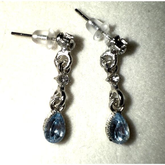 Blue Water Drop Zircon Stud Earrings - Picture 1 of 3